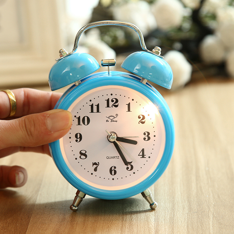 Bell Alarm Clock 3-inch Glow Silent Metal Bell Clock with Light Student Gift Clock Quartz Clock