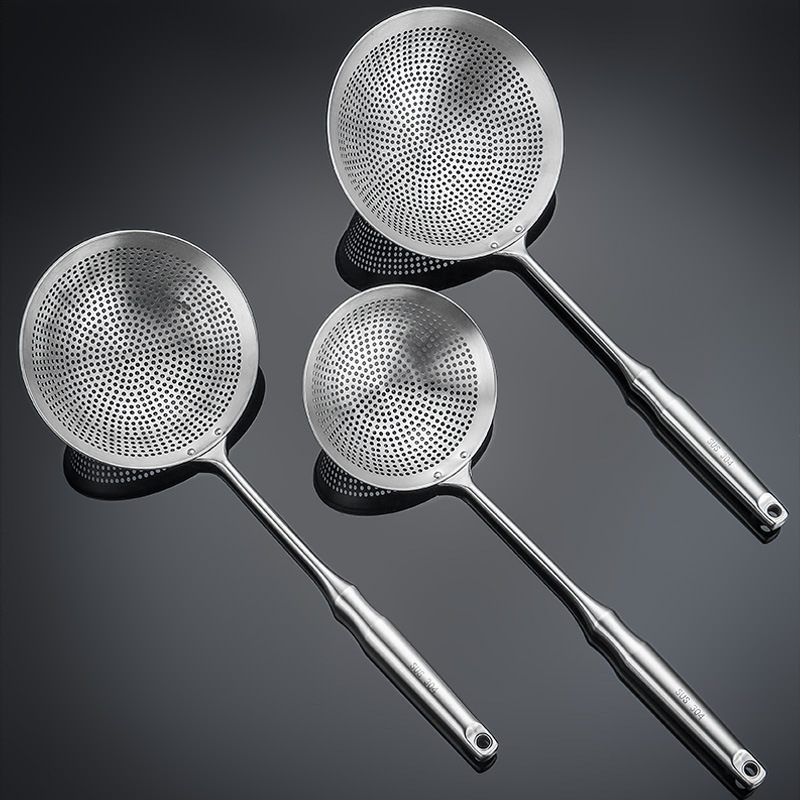 201 stainless steel punched slotted spoon kitchen household slotted spoon tool noodle large slotted spoon skimmer noodle draining spoon
