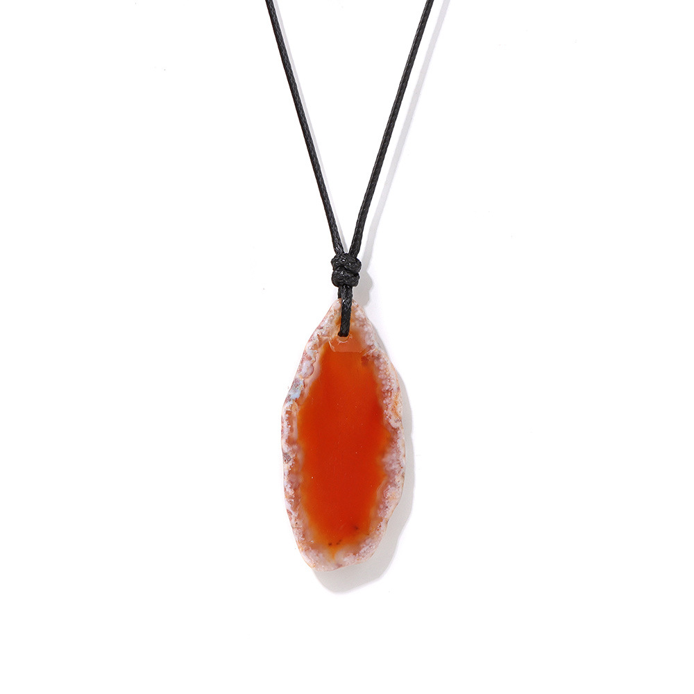 Stone agate slice necklace energy stone irregular shape pendant simple birthstone necklace