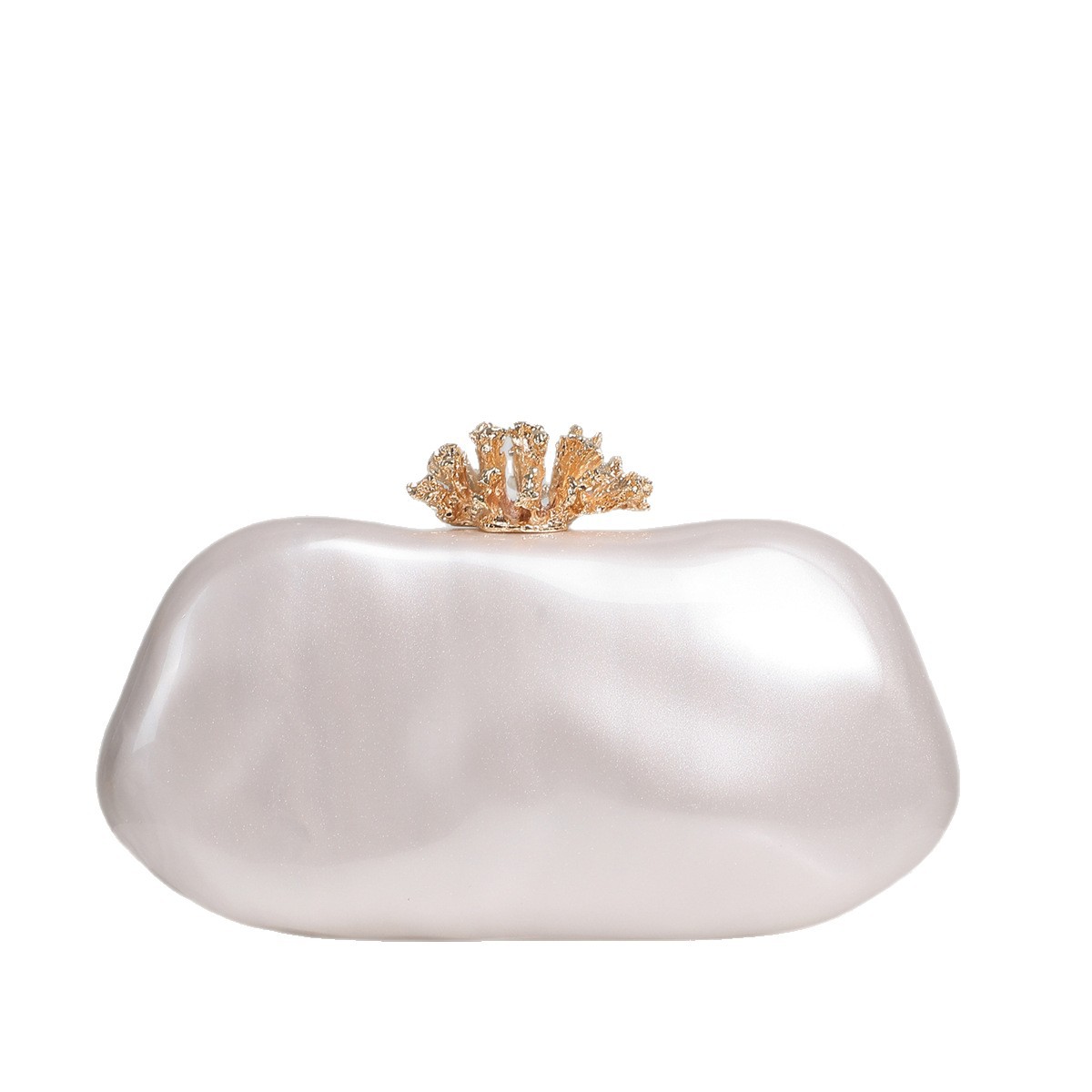New Flower Mold Pressed Pure Color Acrylic Evening Bag Irregular Clutch Chain Bag