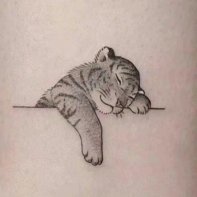 Fresh Moon Whale Little Tiger Tattoo Sticker Cute Cartoon Collarbone Men Women Semi Permanent