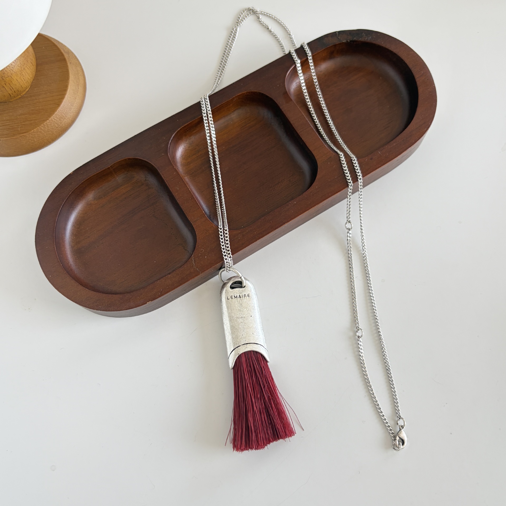 Cha Jung-won Horsehair Tassel Necklace Long Pendant Sweater Chain Accessory
