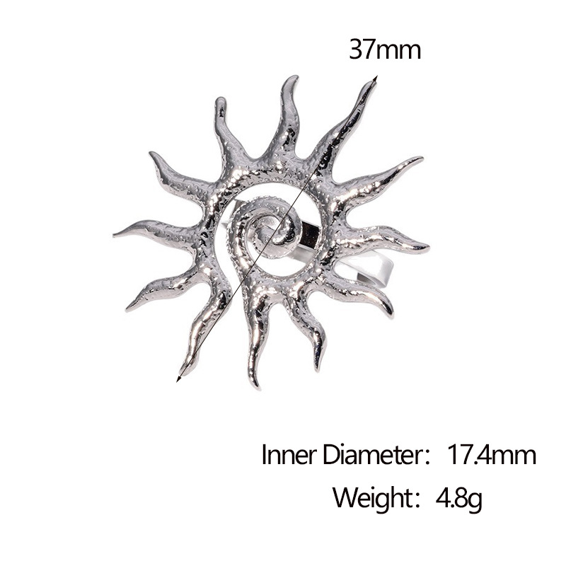 Stainless steel open sun ring 18K gold-plated hand jewelry
