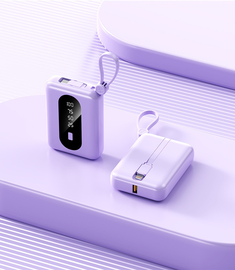 3C certified mini power bank 10000mAh cable 5V2A portable mobile power supply