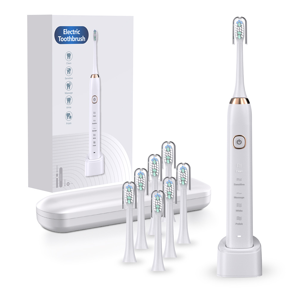 8-head electric toothbrush for adults, rechargeable soft bristle electric toothbrush with magnetic levitation