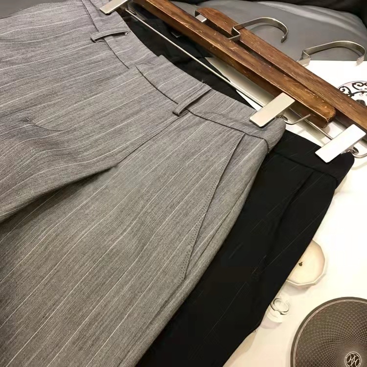 Casual suit pants high waist straight leg shorts women summer five-tenths pants plus size loose thin mid-length pants