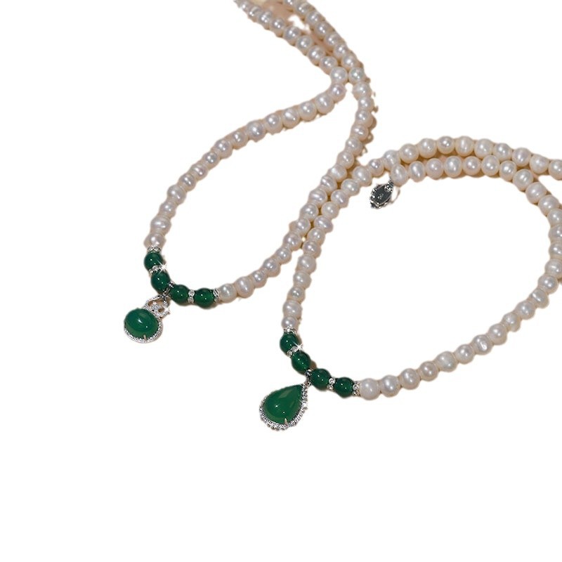 Zhuji Natural Freshwater Pearl Necklace for Women S925 Sterling Silver Three-Piece Set Clavicle Chain Set Mother's Day Gift