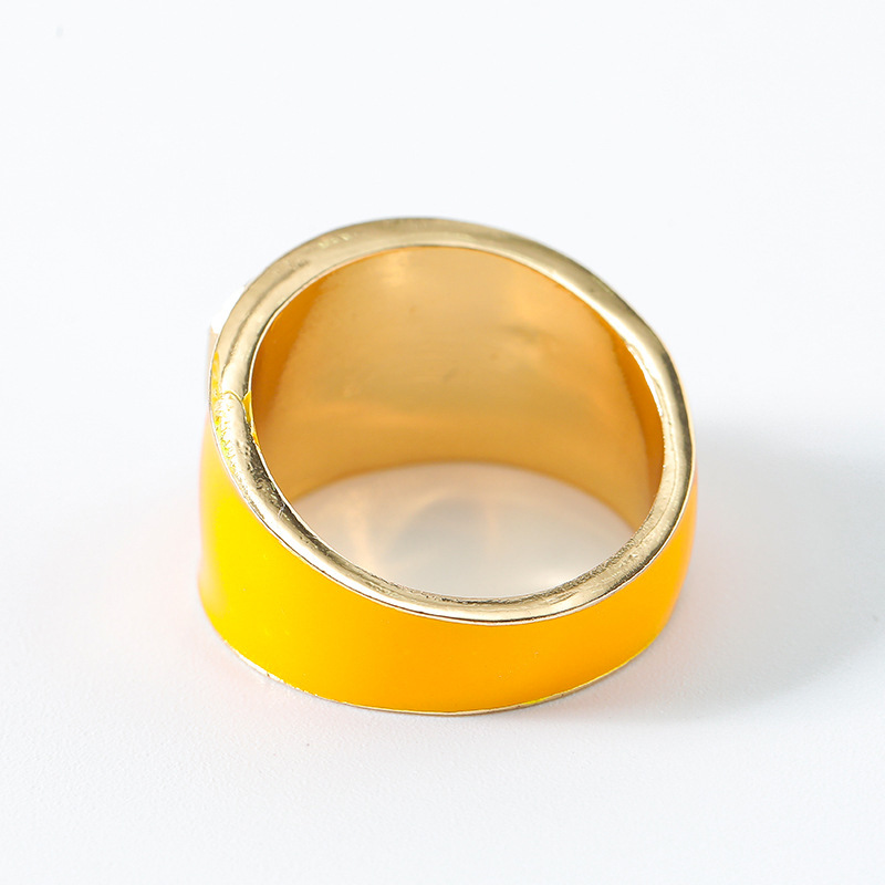 Kenjie SS2024 summer enamel rhinestone seal ring for women joyful colorful ring
