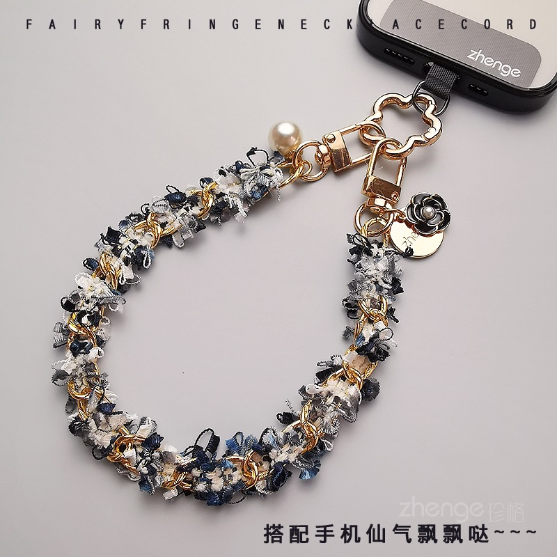 Phone strap women's fairy lace twisted chain wrist rope small fragrance style outdoor travel outing