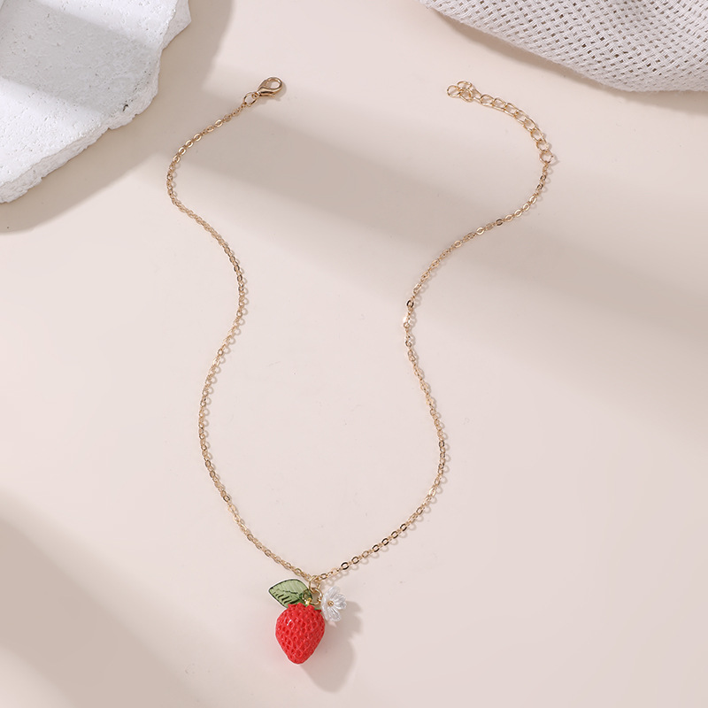 NZ3393 Fruit Pendant Women's Necklace New Lemon Green Leaf Women's Choker Accessory