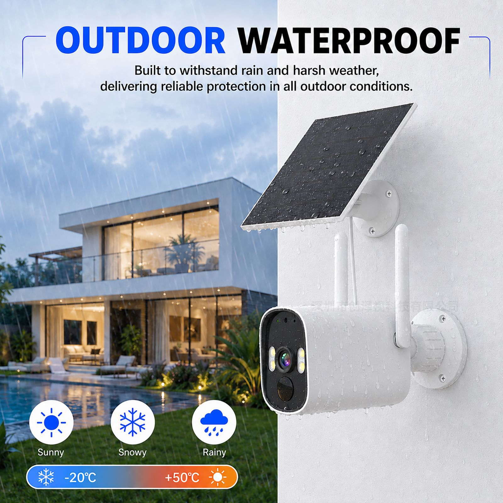 Outdoor Surveillance Camera with Solar Panel Low Power Consumption Waterproof Wireless Intelligent iCSee Bullet Camera