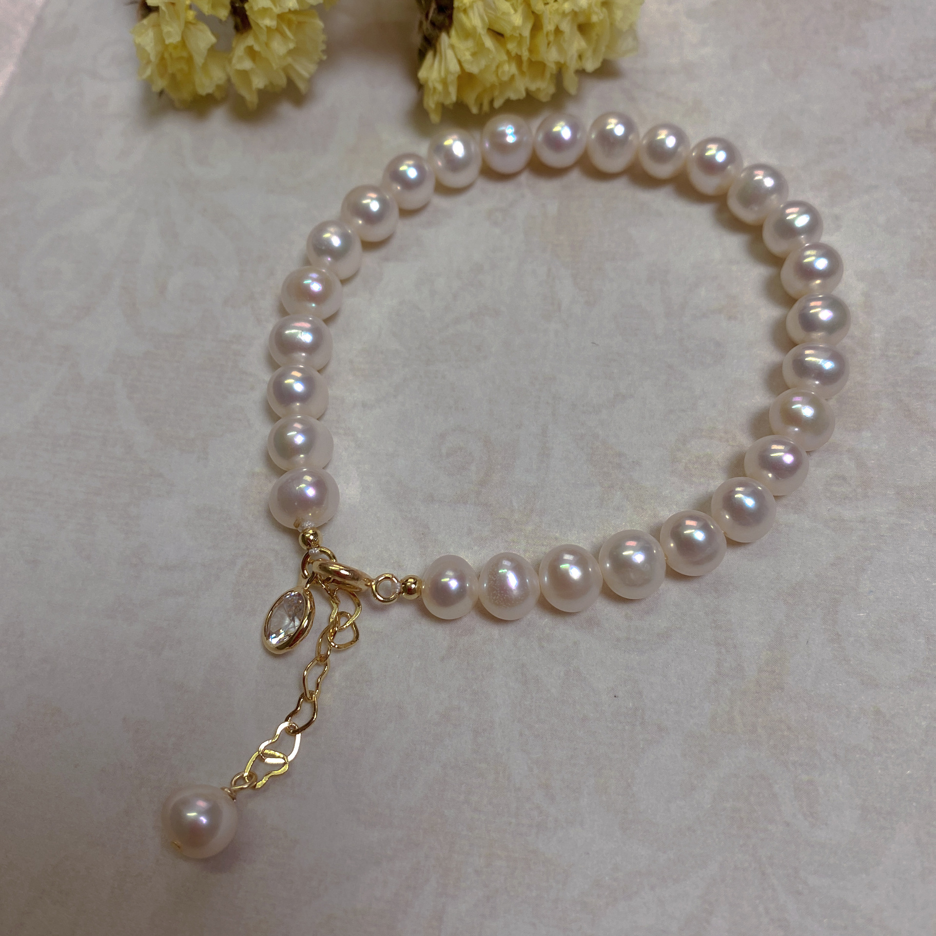 Baroque irregular pearl 14K gold-filled bracelet niche hand string gift