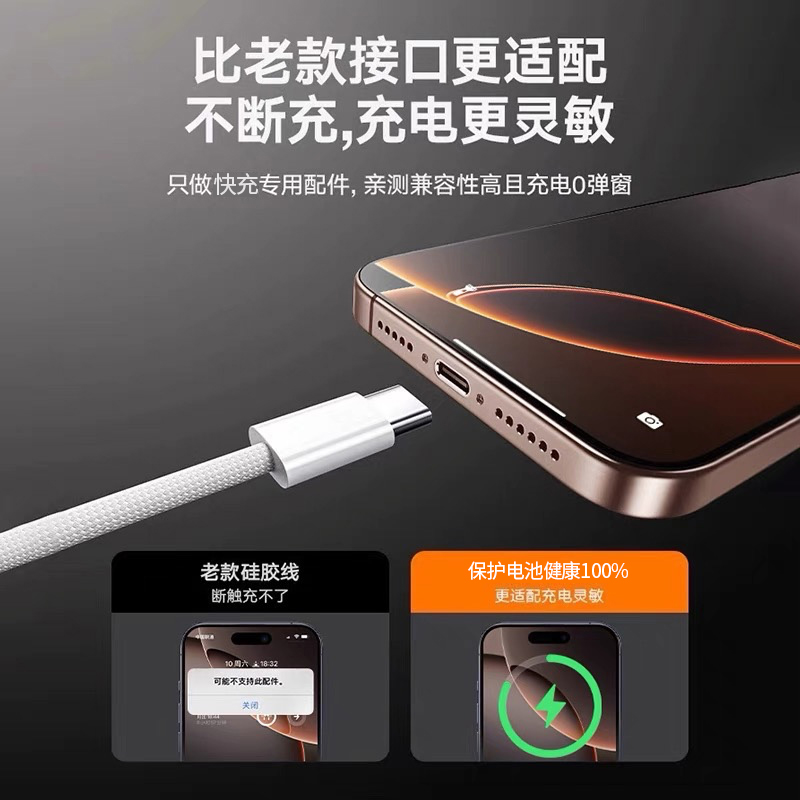 Braided Type-C Fast Charging Cable for iPhone 15/17/17 Pro Max