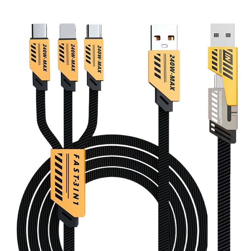 Bumblebee Mecha Blade 2-to-3 5-in-1 Fast Charging Data Cable for Apple Huawei Charging Cable