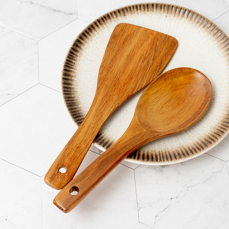 Home Camphor Wood Long Handle Wooden Spatula Japanese Kitchen Tool Set Non-stick Pan Wooden Spatula
