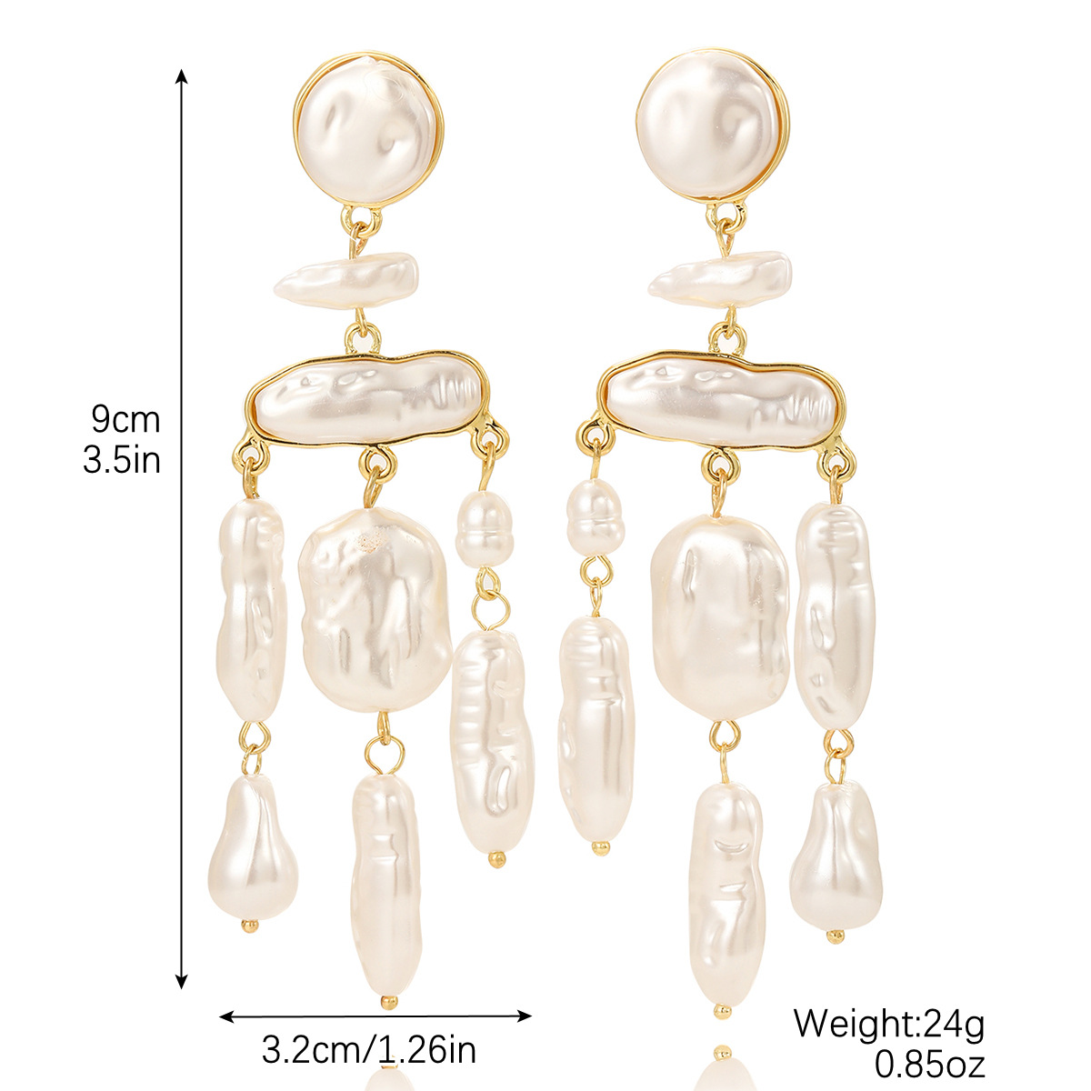 Exclusive long pearl earrings rhinestone irregular baroque pearl long earrings