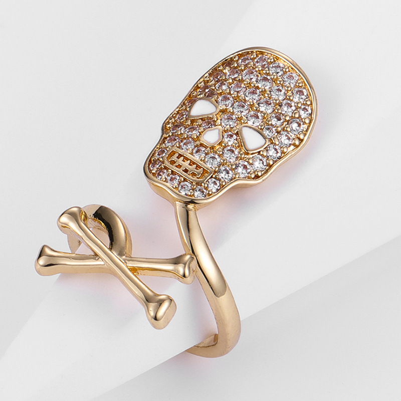 Kenjie copper gold-plated zircon nail ring for women hip-hop nail art fingertip ring geometric open adjustable
