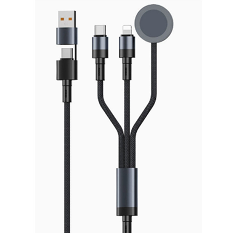 Portable 2-in-3 multi-interface USB+TypeC watch charger compatible with Apple iWatch magnetic charging cable