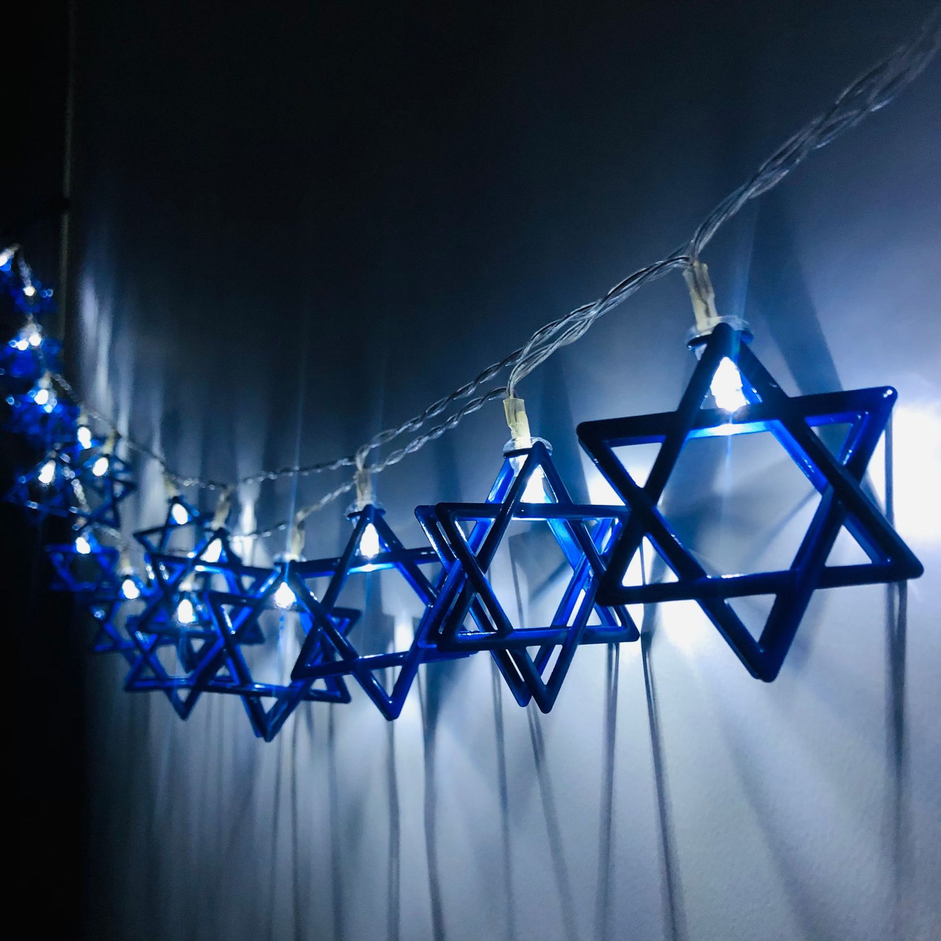 LED Menorah Star of David Light String, Hexagram Star of David Light String, Christmas Hanukkah Decorative Lights