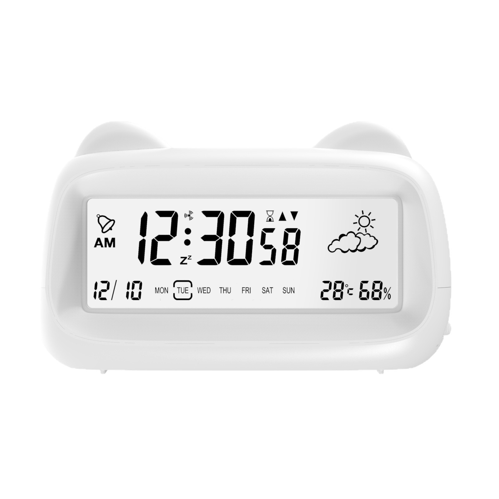 Cartoon Cat Alarm Clock, Night Light Student Alarm, Children's Desktop Small Electronic Clock, Smart Digital Display Clock Gift