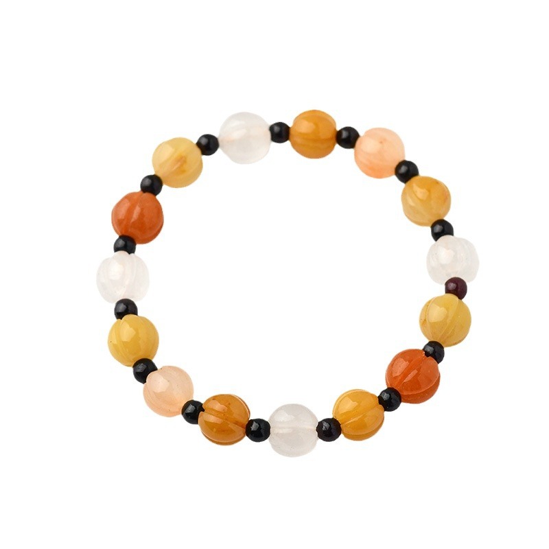 Xinjiang Gold Silk Jade Multi-loop Bracelet Peace Buckle Pendant New Chinese Style Ethnic Style Buddha Bead Prayer Bead Bracelet