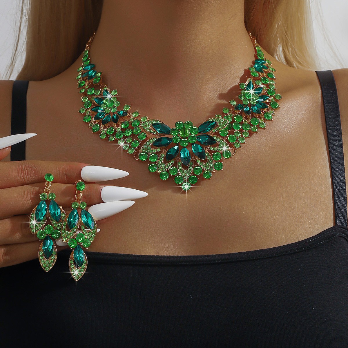 Jewelry Set Exaggerated Palace Style Bride Wedding Party Dress Gorgeous Accessories