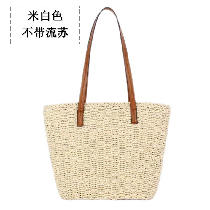 New Fringe Straw Bag Single Shoulder Basket Woven Bag Women's Bag Large Capacity Handheld Tote Bag Vacation Beach Bag