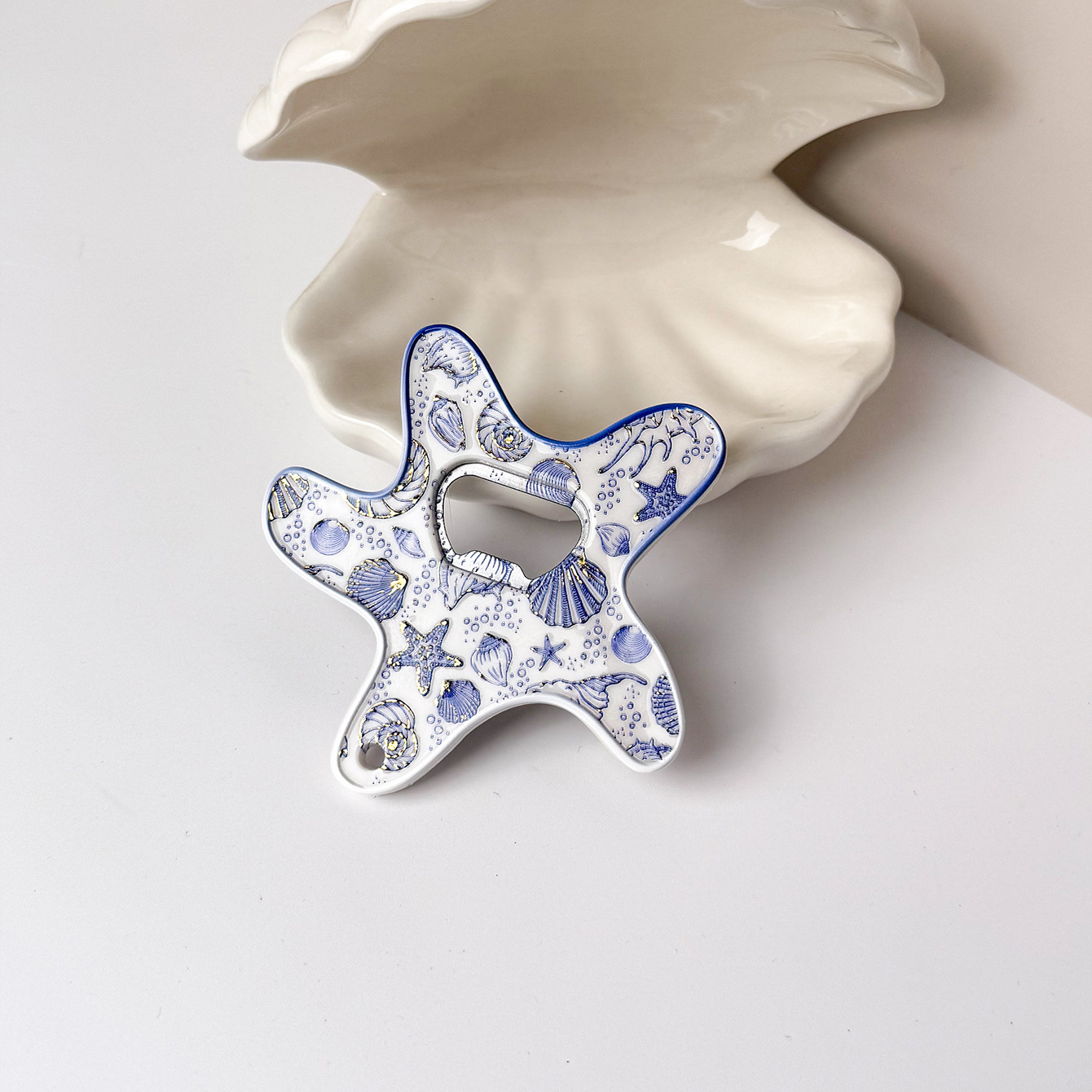 Ocean Series Starfish Fridge Magnet Bottle Opener Unique Embossed Gold Foil Process Ocean Fridge Magnet