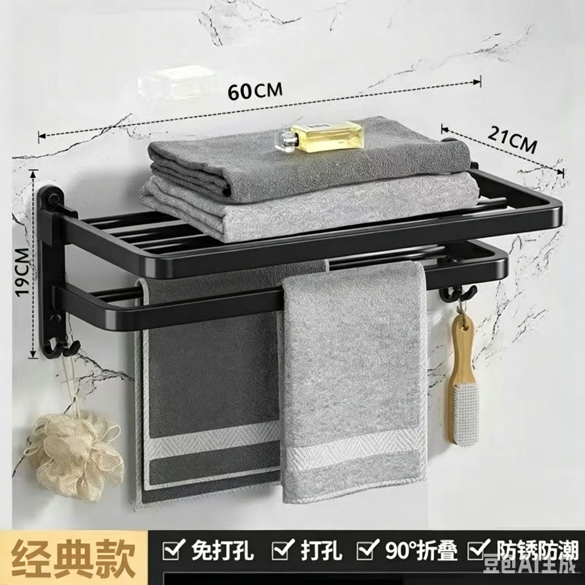 圆管浴巾架【黑色】