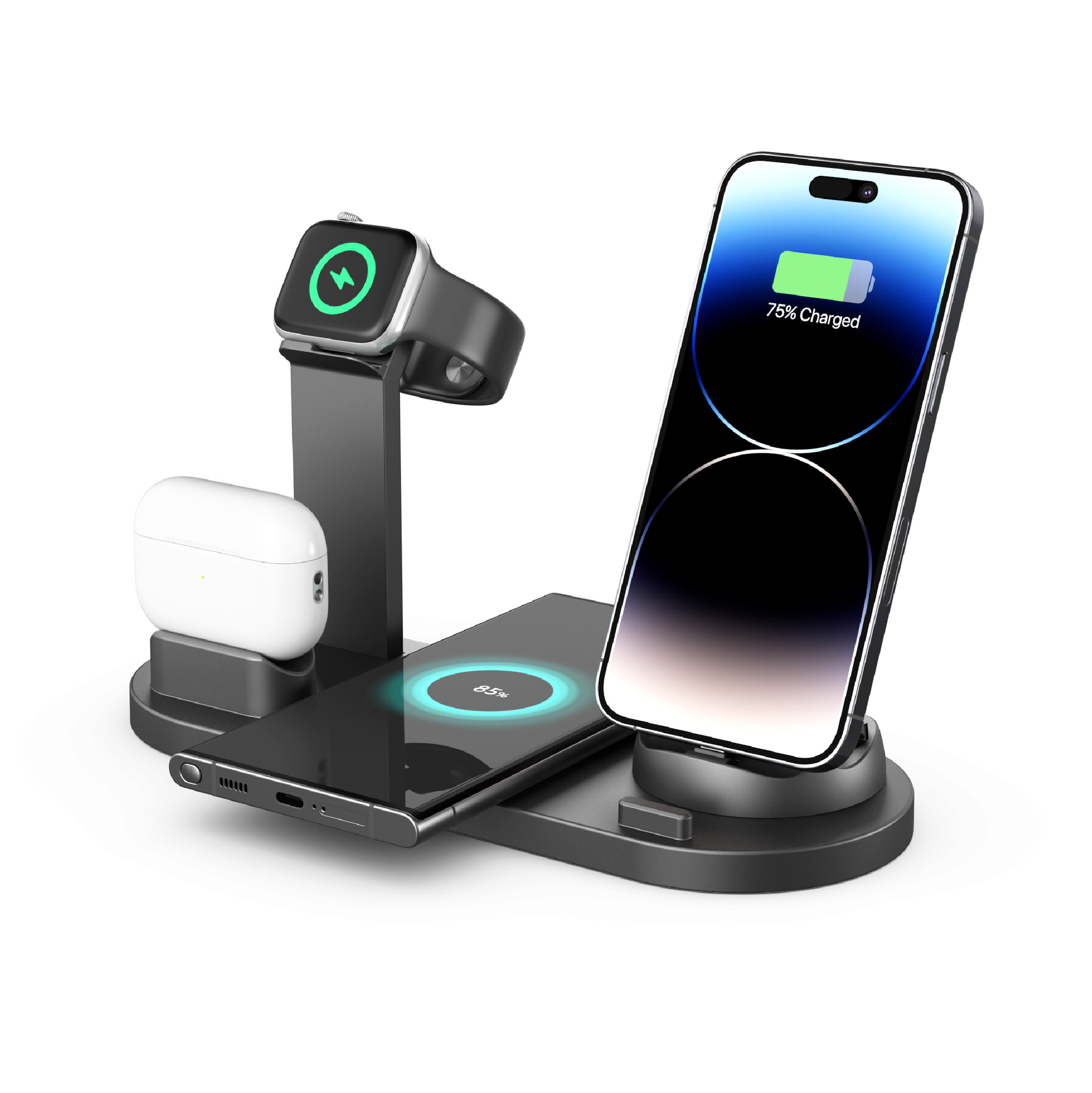 Multifunctional 6-in-1 Wireless Charger for Apple Phone Earphone Hand
