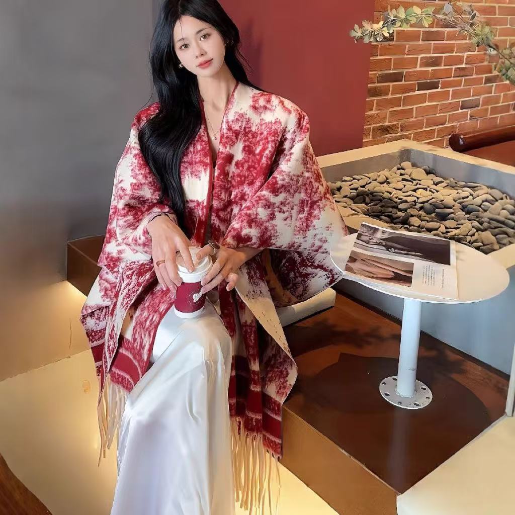 红色水墨画