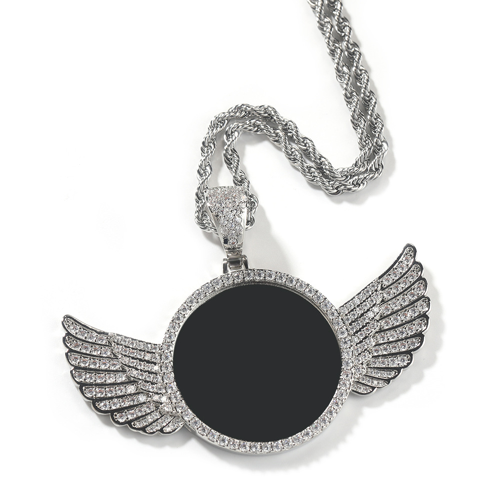 Hip Hop Photo Pendant Copper Inlaid Zircon Solid DIY Photo Necklace Accessories