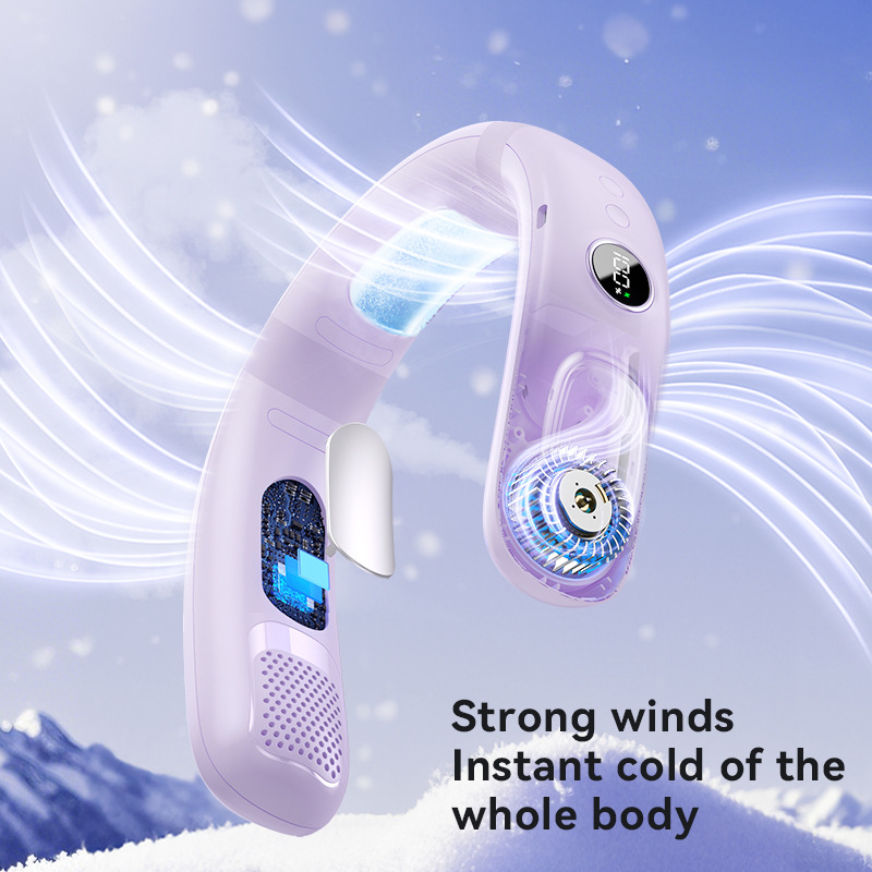 2026 new semiconductor cooling neck fan usb charging portable lazy outdoor neck small fan