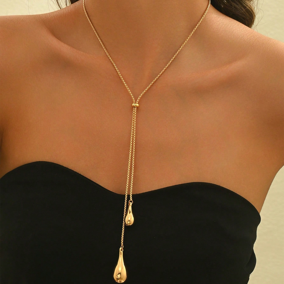 Teardrop Tassel Necklace Women Simple Niche Sweater Chain Long Pull Design Accessories