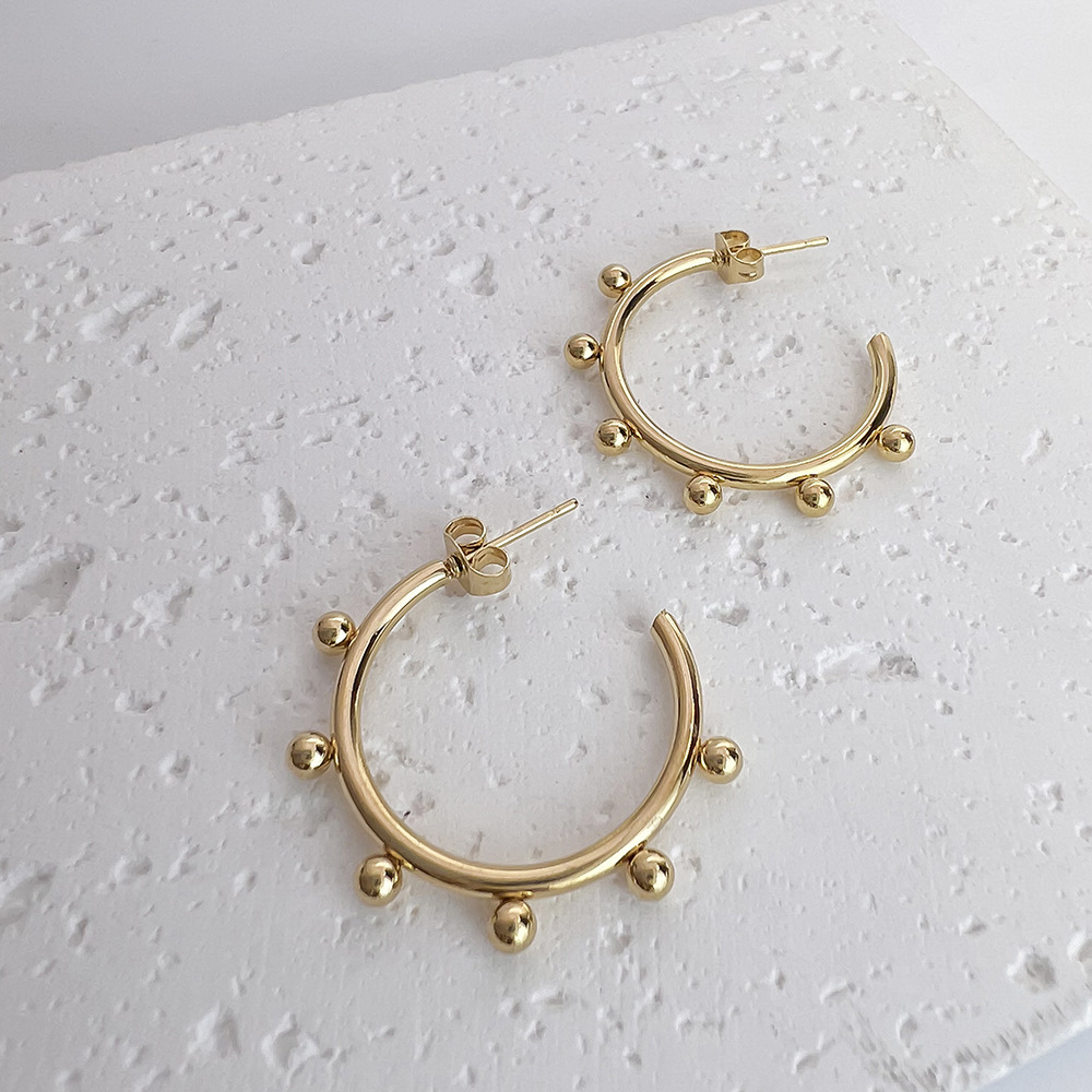 Women's Titanium-Steel Earrings: New Round C-Shaped Hoops