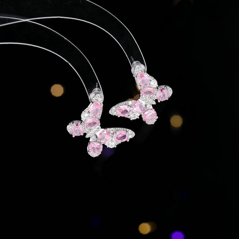 Heavy Craft Earrings Color Zircon Earrings for Women s925 Silver Needle Delicate Butterfly Earrings