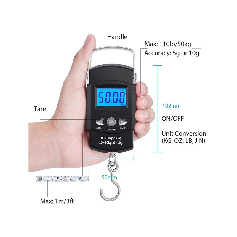 electronic scale portable hanging scale with tape measure luggage scale mini fishing scale express scale