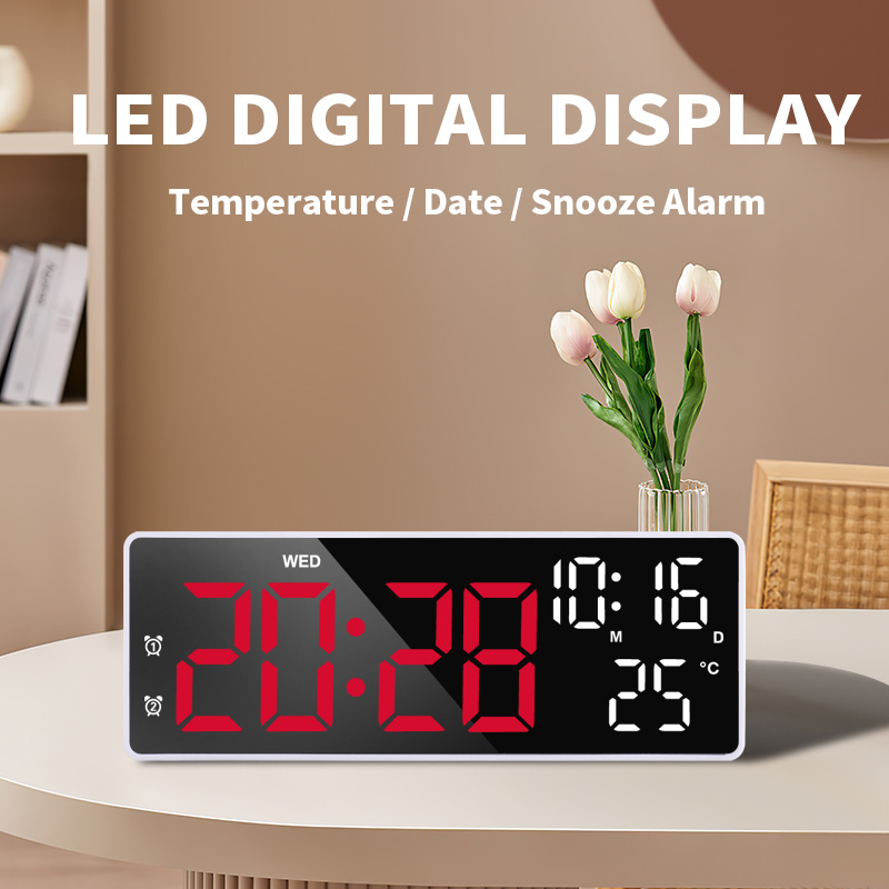 Touch Electronic Clock LED Large Screen Display Battery Plug-in Dual Use