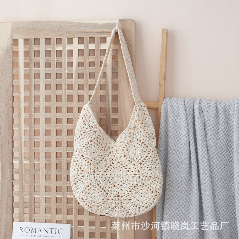 2025 new flower woven bag handmade woven daisy straw bag women's travel vacation handbag shoulder bag