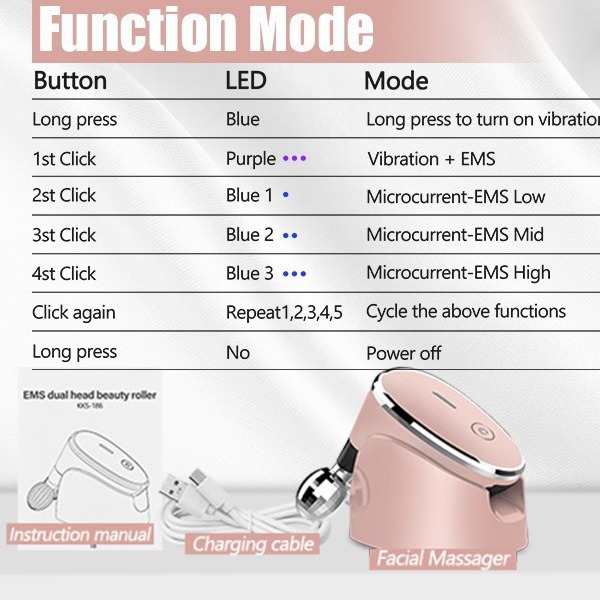 EMS double ball roller beauty instrument facial home use导入仪 microcurrent roller V face massage instrument