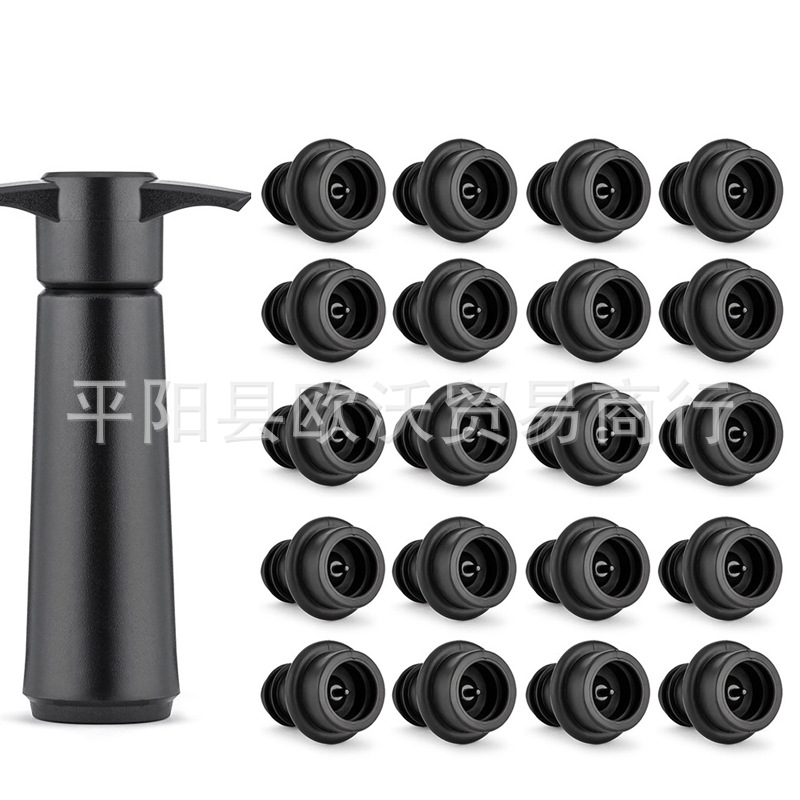 Plastic red wine vacuum multifunctional air pump bottle stopper metal air pump black wine stopper