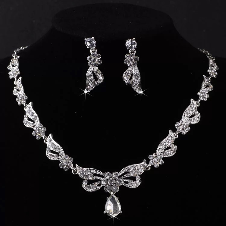 Exquisite super shiny crystal necklace earring set bride accessories wedding dress evening dress accessories banquet ear accessories