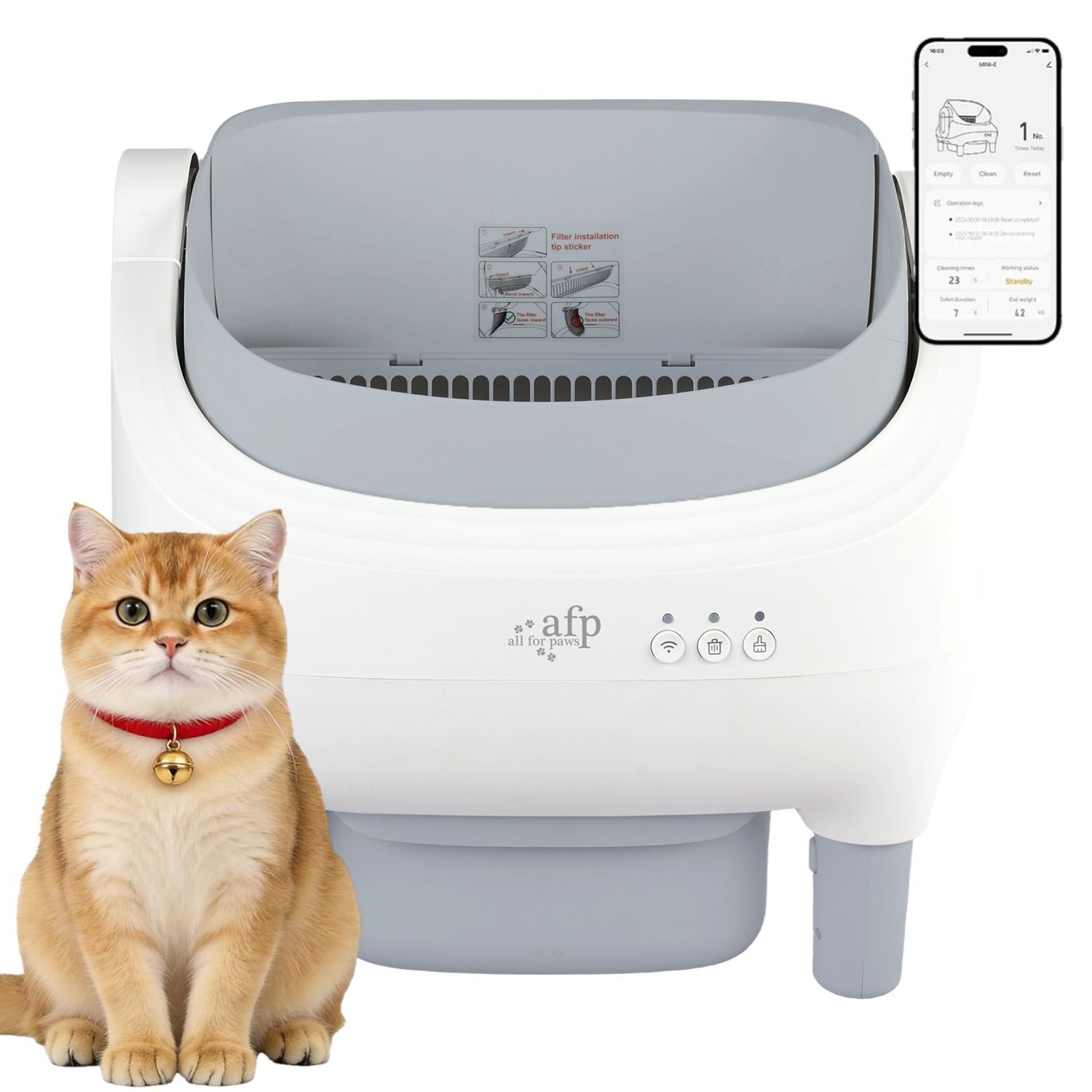 AFP Semi-open Intelligent Fully Automatic Cat Litter Box Automatic Cleaning Anti-litter Tracking Large Space Cat Toilet APP Control