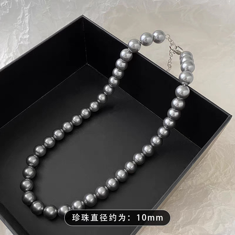 Swarovski Multi-Ma Silver-Gray Pearl Necklace for Women, Clavicle Chain, Layered Hoodie Chain, Women's Clavicle Chain