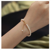 6-7mm near round natural freshwater pearl bracelet copper plated 18k gold simple 2025 new