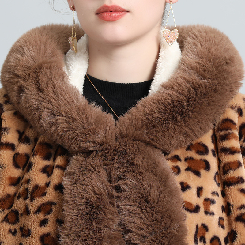 Live Supply Cape Shawl Fleece Lined Thickened Fur Collar Tassel Knitted Shawl Plus Size Wool Coat 0961#