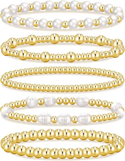 Pearl CC Bead Bracelet Multi-Layer Stacking Gold Bead Chain Women's Bracelet