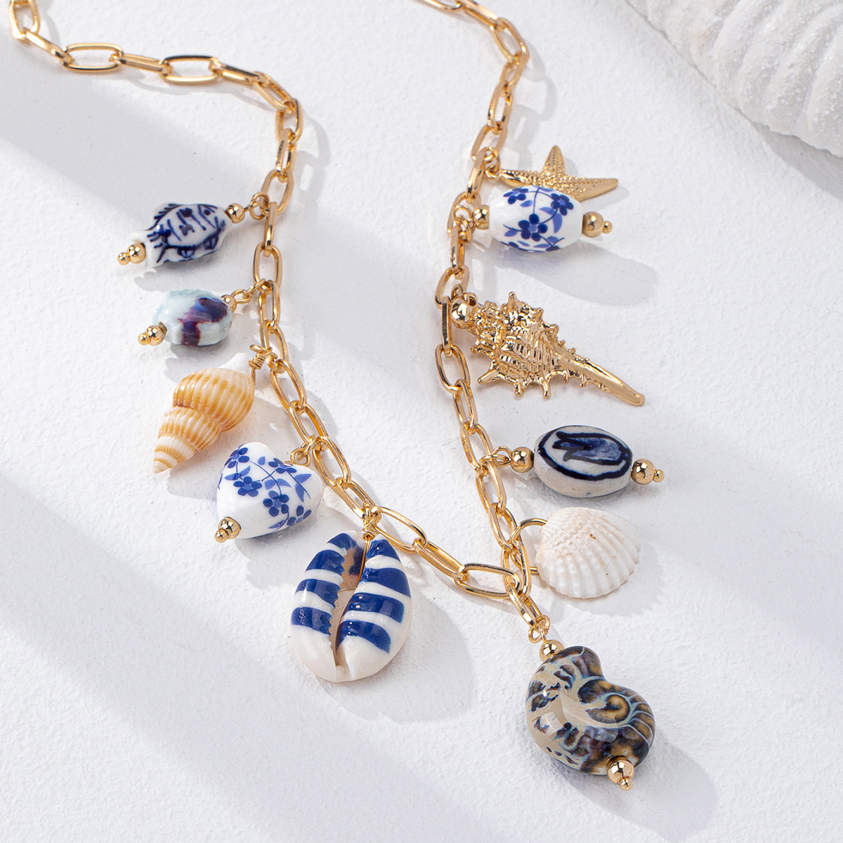 Qingdao Daiwei Accessories Clock Cherry Heart Pendant Necklace Summer Seaside Beach Cute Sweet Style Necklace