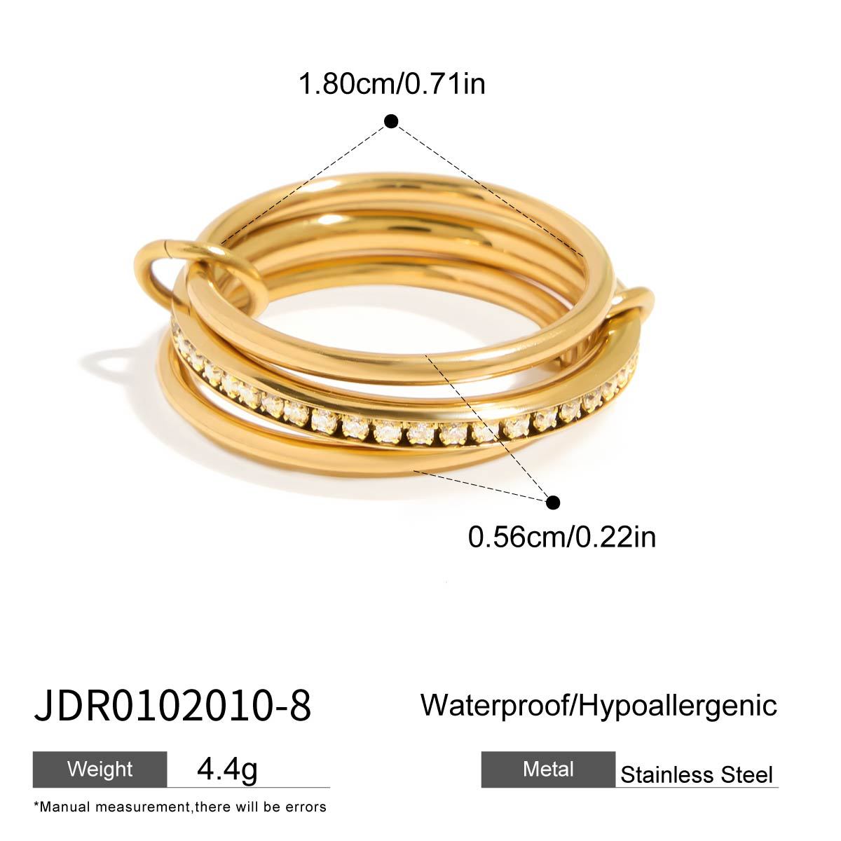Jieding multi-layer stacking ring titanium steel pearl jewelry women stainless steel accessories