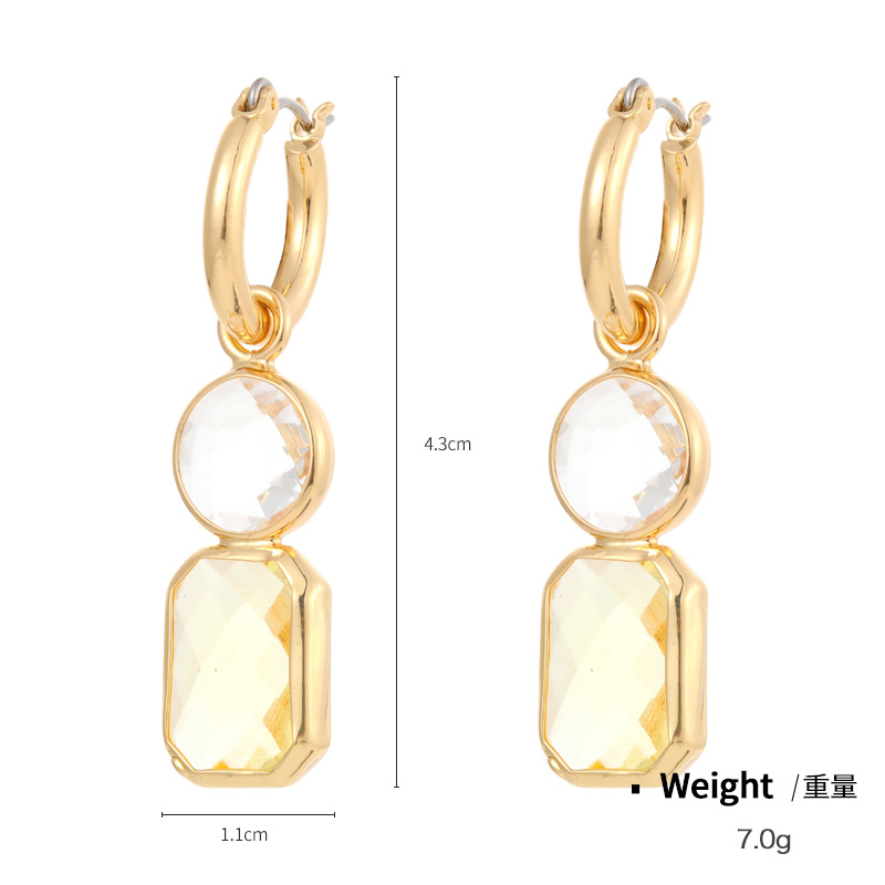 Kenjie faceted crystal bezel gold-plated hoops earrings for women geometric hoop earrings